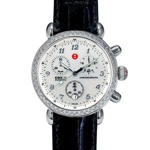 MICHELE  CSX-33 Diamond bezel Watch w/ croc bands